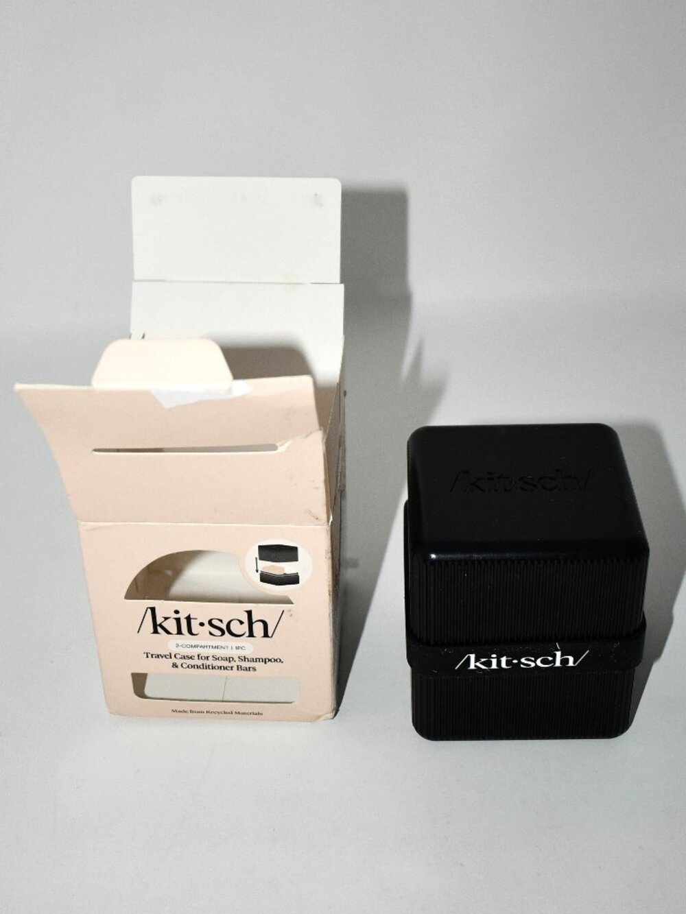 Kitsch Travel Soap Case, 2 Compartment, TSA Approved Bar Soap Holder, Black, NWT